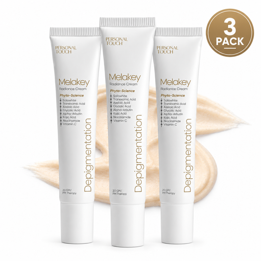 Personal Touch Melakey Radiance Cream for Hyperpigmentation & Melasma | 20gm | Pigmentation Removal Cream | 5% Azelaic Acid | Dark Spot Corrector with Glycolic Acid & Niacinamide for Even Skin Tone | Depigmentation (PACK 3)
